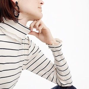 J.Crew Ruffle Stripe Ribbed Turtleneck top
